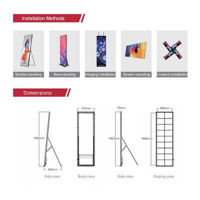 Affichage d'affiche de P1.9 Smart LED, épaisseur commerciale portative de l'écran 2.5cm de LED